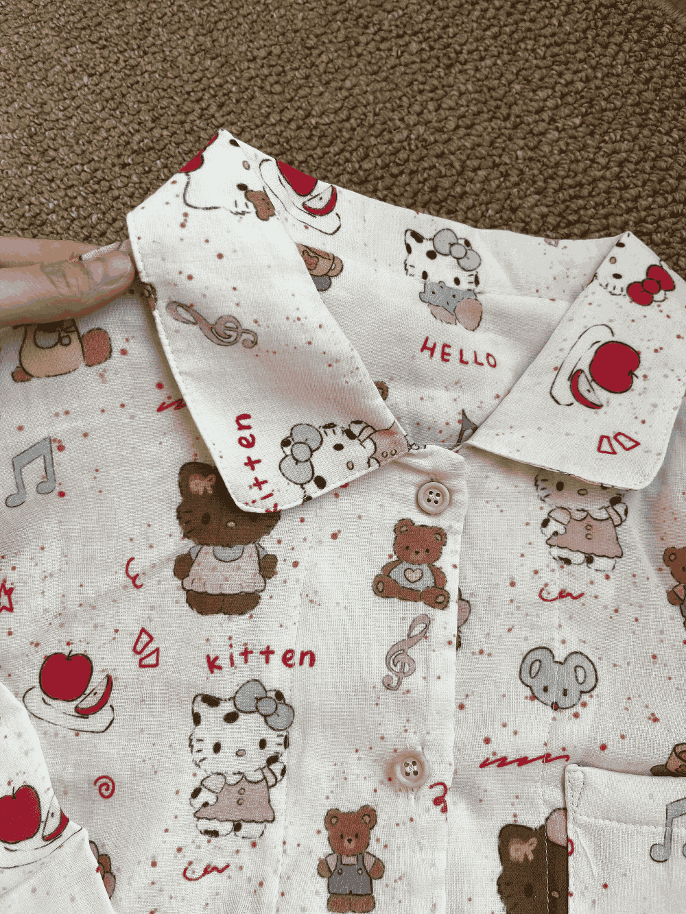 Hello Kitty & Friends Print Cotton Pajama Set