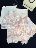 Hello Kitty Lace Trim Satin 4-Piece Pajama Set for Women