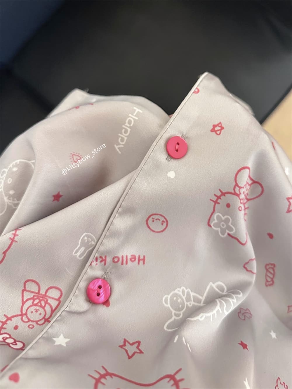 Hello Kitty Print Ice Silk Pajama Set for Women