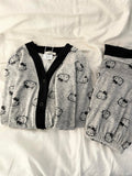 HK Warm Fleece V-Neck Pajama Set 01251121, Cute Thickened Autumn Winter Loungewear, Soft Brushed Fabric Sleepwear, Plus Size Cozy Home Set